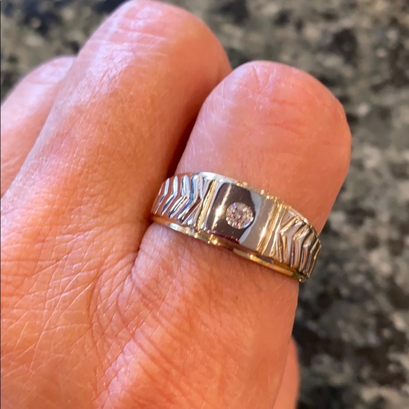 8mm Mens Engagement Ring 14k White Yellow Gold - Picture 2 of 10